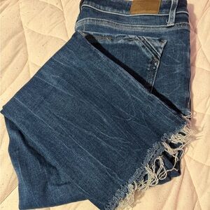 Buckle Distressed Blue Ankle Jeans